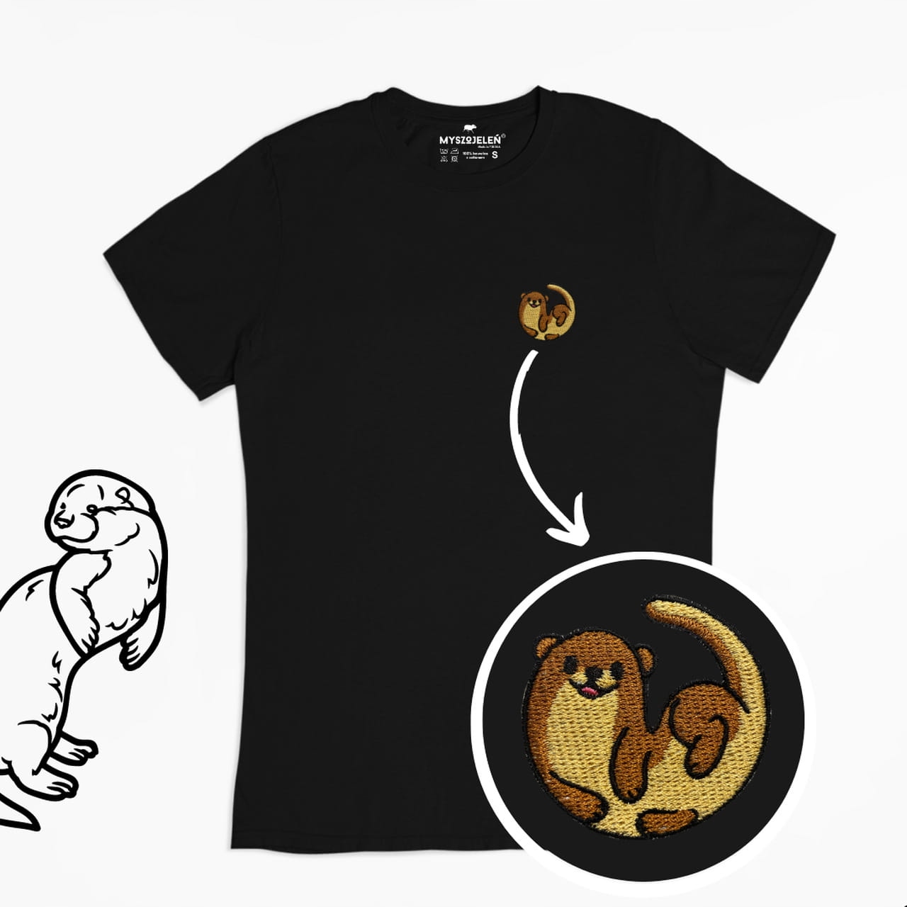 Haftowany T-shirt wydra